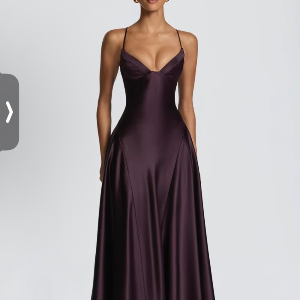 Babyboo Satin Maxi Slip Dress in Deep Plum with Spaghetti Straps